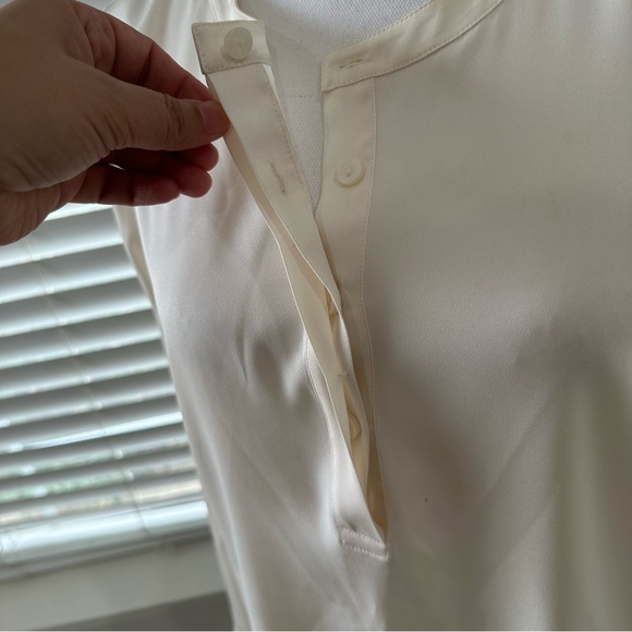 CLASSIQUES ENTIER Ivory Silk Long Sleeve Blouse Popover Tunic Top Cream … - Picture 3 of 13